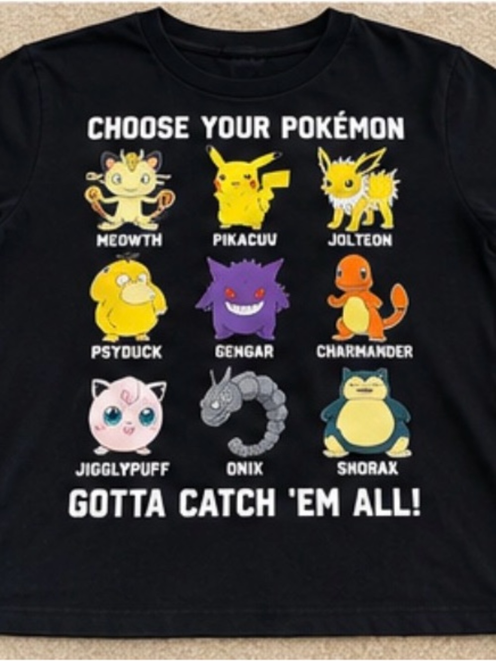 Old Navy Black Kids' Pokémon Graphic Tee with Colorful Character Grid